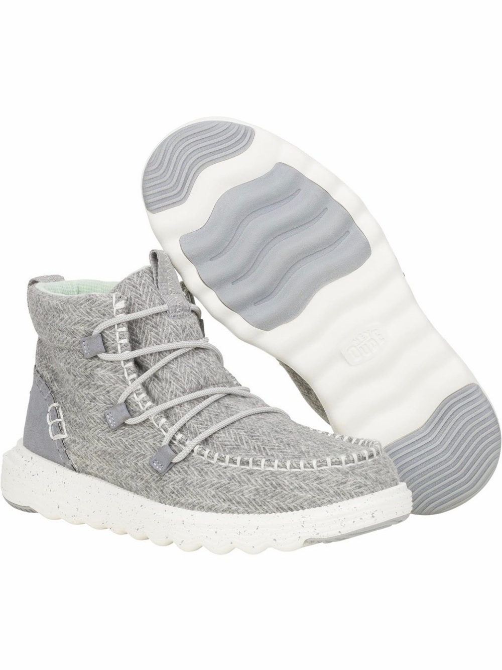 Women’s HEY DUDES Grey Knit High-Top Casual Shoes
